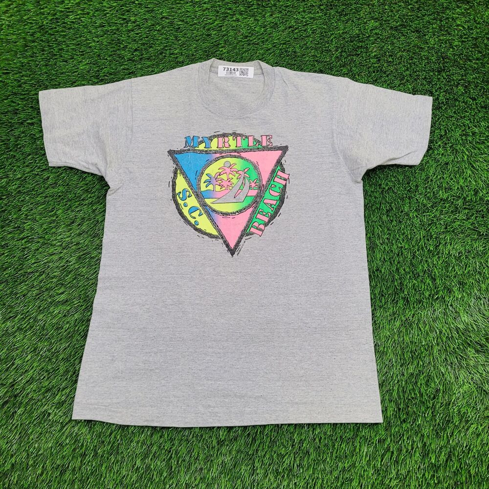 Vintage 1991 Myrtle Beach Shirt Medium 19x26 Gray